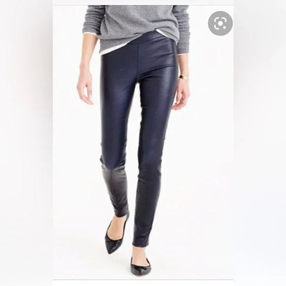 JCrew genuine leather pants EUC taupe small 2 - Picture 8 of 13